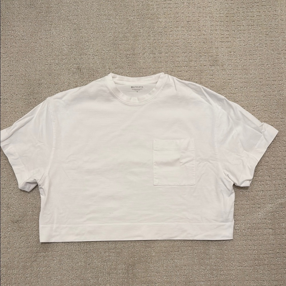 Athleta White Crop Tee. Size S